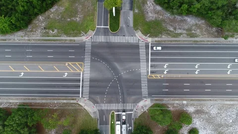 Traffic Intersection From Above Stock Footage 75788048