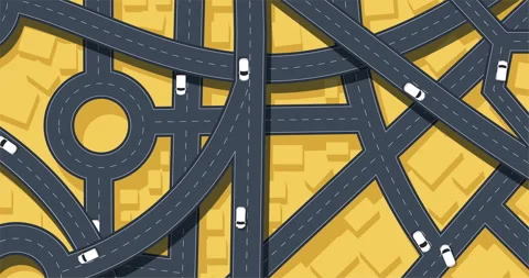 Traffic intersection animation from top view with cars Stock Footage 301377771