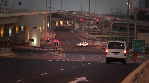 Traffic Intersection in Bahrain, in the Middle East Stock Footage 53318863