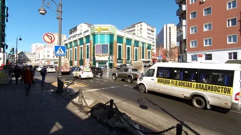 Traffic at the intersection of the city.  TimeLapse. Stock Footage 87251448