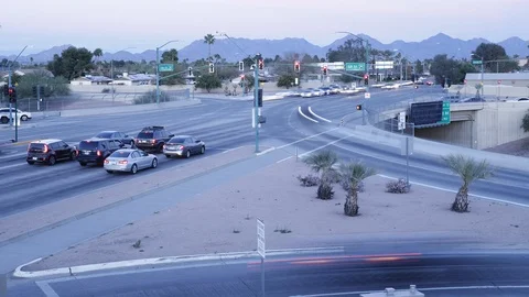 Traffic Intersection Day to Night Timelapse Stock Footage 87057745