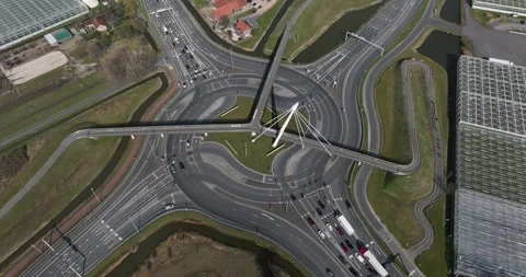Traffic intersection, De snelbinder, Naaldwijk, The Netherlands, multiple lane 스톡 동영상 304269917