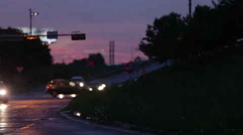 Traffic Intersection at Dusk Stock Footage 49616736