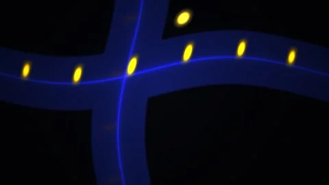 Traffic intersection with glowing lights at night. Stock Footage 335540351