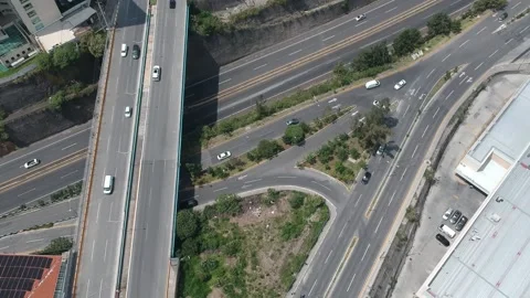 Traffic intersection in Interlomas mexico city aerial view Stock Footage 159157190