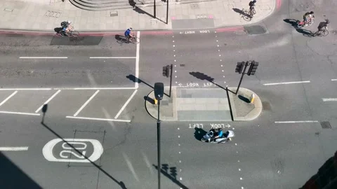 Traffic at an intersection in London viewed from above Stock Footage 155568762