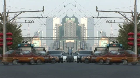 Traffic intersection mirror image Stock Footage 354916