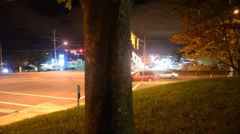 Traffic Intersection at Night 4K Timelapse Stock Footage 22976878