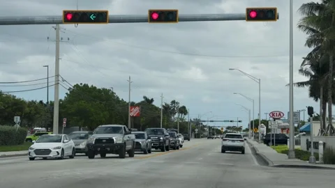 Traffic at an Intersection on North Roosevelt Boulevard, Key West Stock Footage 346920213