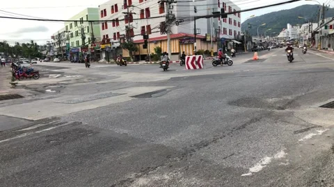 Traffic Intersection Patong, Phuket. Motor Cycles. 動画素材 186828532