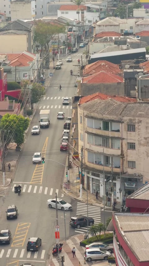 Traffic intersection in Sao Paulo, Brazil June 11, 2026. Stock Footage 338008124