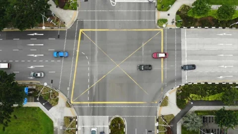 Traffic intersection Singapore aerial Stock Footage 142365523