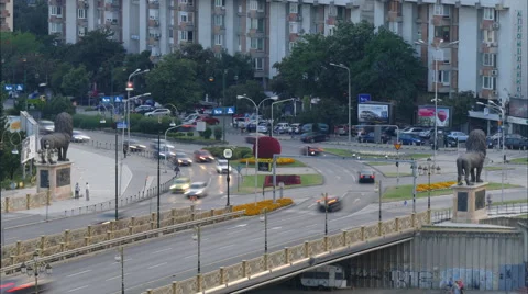Traffic on an intersection in Skopje Stock Footage 55653041
