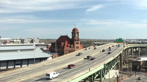 Traffic On Interstate 95 In Downtown Richmond, Virginia, USA Stock Footage 48895040