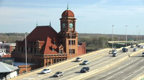 Traffic On Interstate 95 In Downtown Richmond, Virginia, USA Stock Footage 48972045