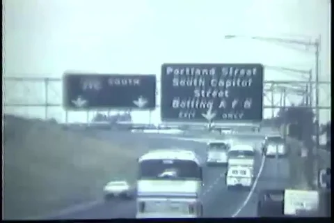 Traffic on interstate highway - 1976 Stock Footage 93035077