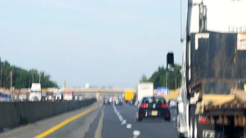 Traffic on interstate highway i-66 in Virginia with Penske truck and many cars Stock Footage 133000218