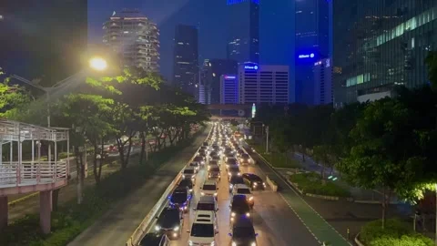 Traffic at Jakarta view from Jenderal Sudirman Street. Stock Footage 221999341