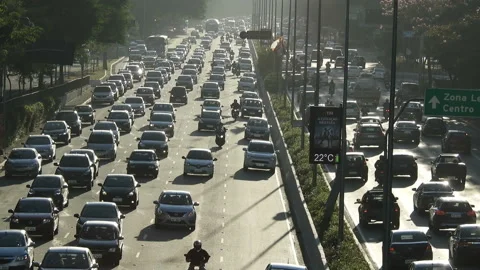 Traffic jam on 23 de Maio avenue Stock Footage 119751840
