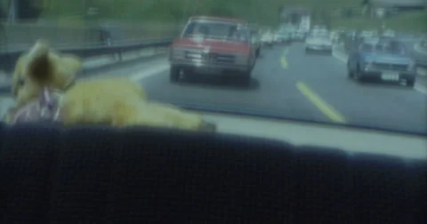 Traffic Jam 70s Rear Window Highway 16mm Stock Footage 46227360