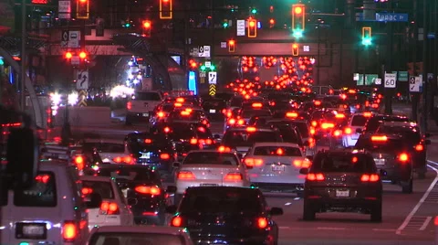 Traffic jam and gridlock at night in Ontario Markham Toronto Stock Footage 56694125