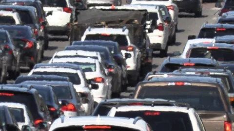 Traffic jam and gridlock in scorching summer heatwave Stock Footage 92513620