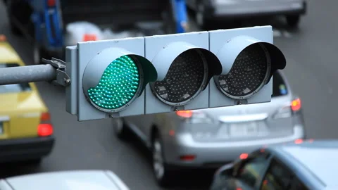 Traffic Jam and LED Traffic Lights Video stock 324942819