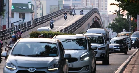 Traffic jam and rush hour in Vietnam Stock Footage 103917668