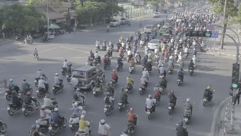 Traffic jam and rush hour in Ho Chi Minh city, Vietnam Stock Footage 120637831