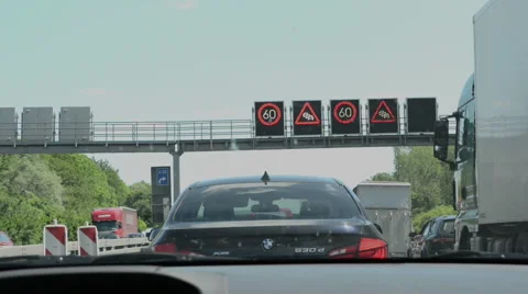 Traffic jam and speed limit on A2 motorway (Germany) Video stock 40515296