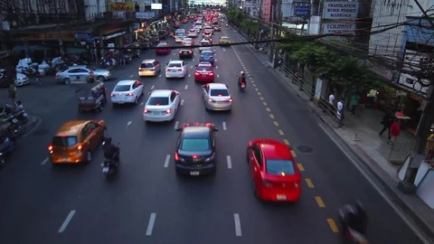 Traffic jam in Bangkok looking car from the back Stock Footage 80405967