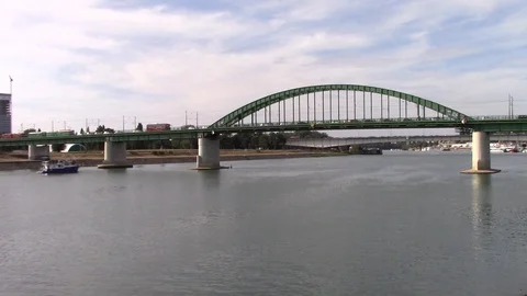 Traffic jam on the bridge in the city Stock Footage 116318536