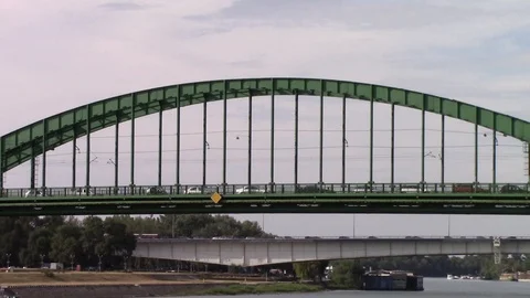 Traffic jam on the bridge in the city Stock Footage 116318579