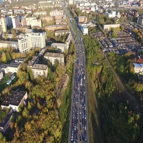 Traffic jam on the bridge at sunset Stock Footage 69550975