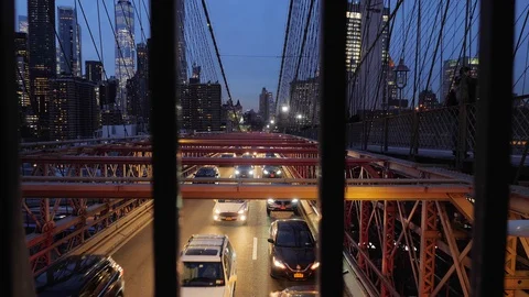 Traffic jam on the Brooklyn bridge Stock Footage 129167000