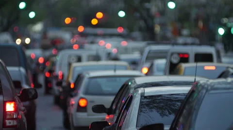 Traffic jam in the city -Dusk. 4k Stock Footage