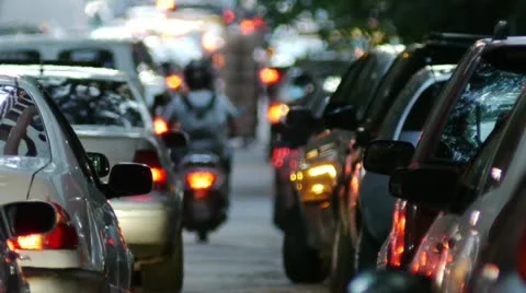 Traffic Jam in the city. Dusk. Stock Footage 20505635