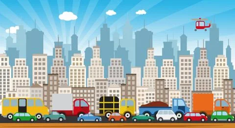 Traffic jam in the city Stock Illustration