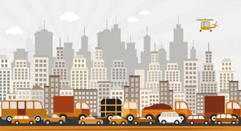 Traffic jam in the city Stock Illustration