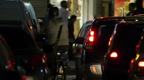 Traffic jam in the city -Night. Stock Footage 36713074