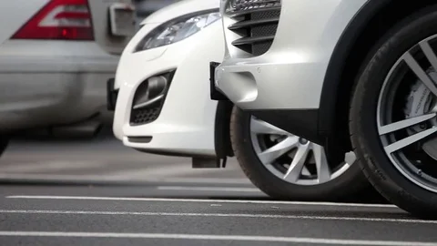 Traffic jam . Close-up moving .  Wheels close-up 스톡 동영상 83835020