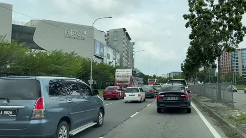 Traffic Jam / Congestion Scene On Cloudy Day at Kota Kinabalu, Sabah Stock Footage 227825686
