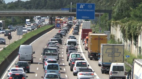 Traffic jam construction site highway Stock Footage 65773556
