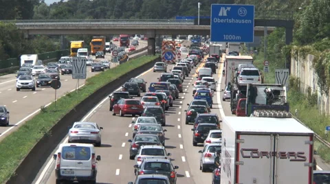 Traffic jam construction site highway Stock Footage 65773611