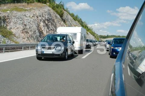 Traffic jam on the croatian motorway Stock Photos