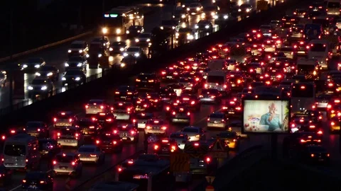 Traffic Jam Crowded Road Highway lights Stock Footage 123765591