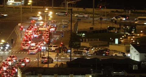Traffic jam in Doha at night Stock Footage 121893637