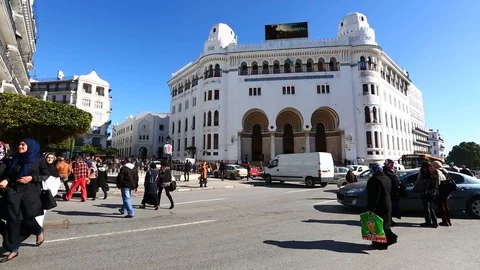 Traffic jam in downtown Algiers, capital city of Algeria Stock Footage 119051053