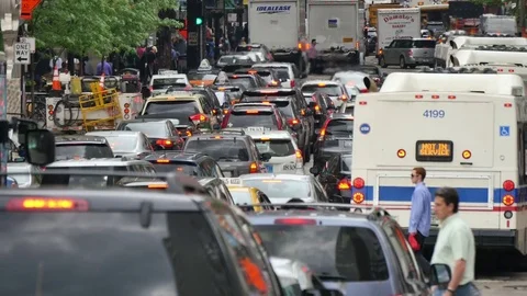 Traffic Jam in Downtown Loop Chicago Stock Footage 80538214