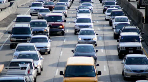Traffic Jam in Downtown Los Angeles Stock Footage